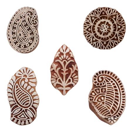 Set of 5 Piece New Mix Wooden Printing Blocks